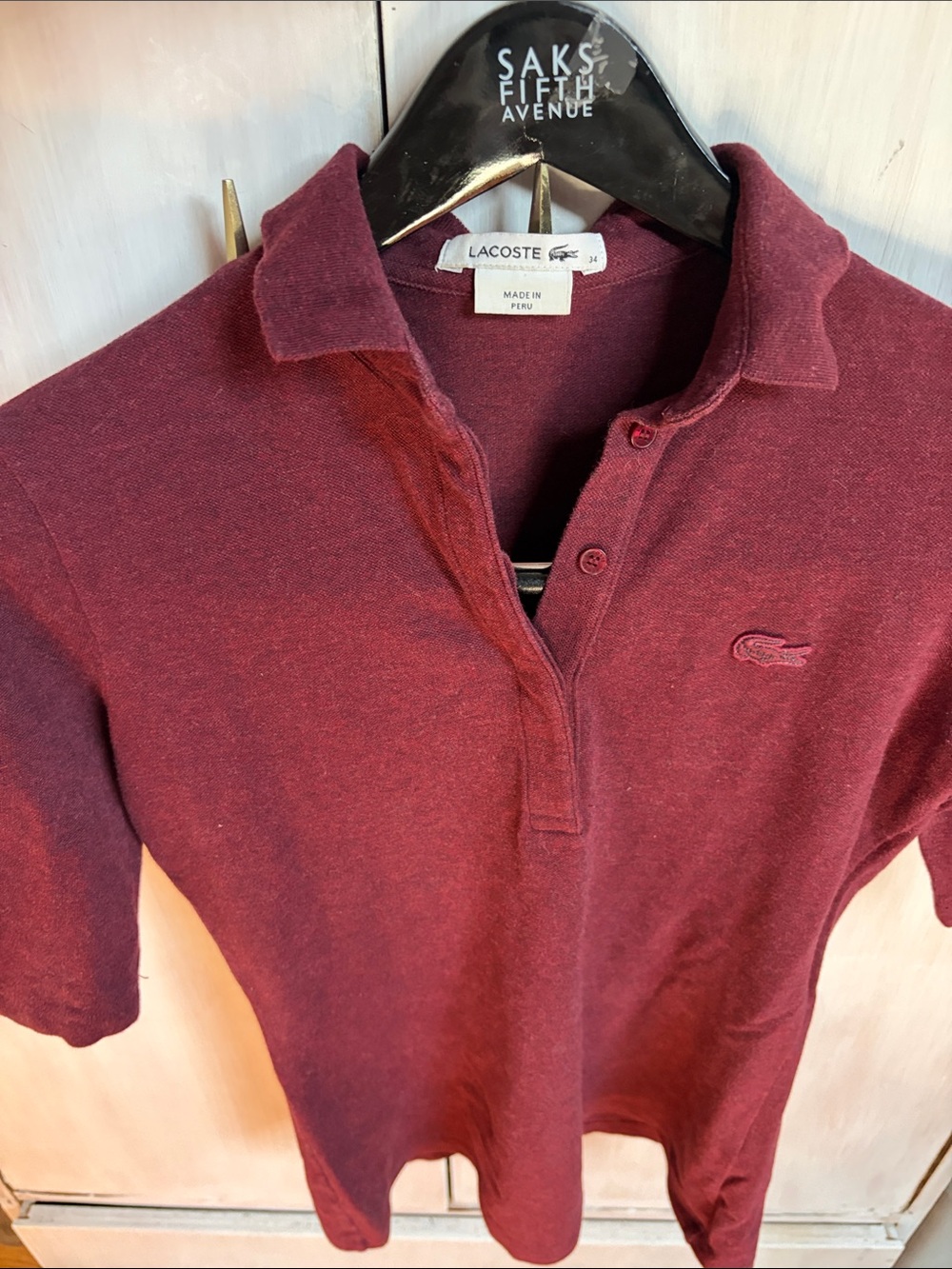 Lacoste Womerns Burgundy Polo with Embroidered Crocodile - Picture 1 of 6